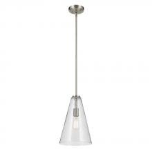 Kichler 42199NICS - Everly 15.25" 1-Light Cone Pendant with Clear Seeded Glass in Brushed Nickel