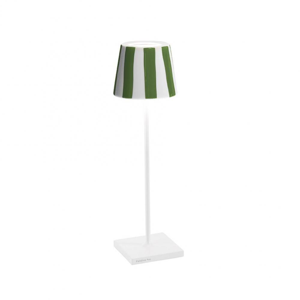 Poldina Lido Table Lamp - White  Green Stripes