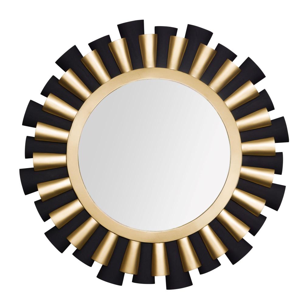 Daphne 36-in   Wall Mirror - Matte Black/French Gold