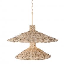 Varaluz 502P09FGN - Hilton Head 9-Lt 2-Tier Pendant - French Gold/Natural Seagrass