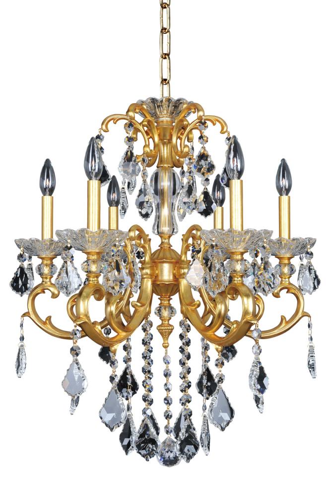 Praetorius 6 Light Chandelier W/Swarovski Elements Crystal W/French Gold 24/K