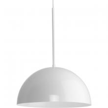 Progress P500379-030 - Perimeter Collection One-Light White Mid-Century Modern Pendant with metal Shade
