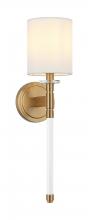  S00801AG - 1 LT 5"W "FAIRBURN" AGED GOLD WALL SCONCE / FABRIC SHADE E12 10W LED