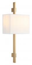  S13702AG - 2 LT 10"W "BADGLEY" W WHITE FABRIC SHADE AGED GOLD WALL SCONCE E12 LED 10W