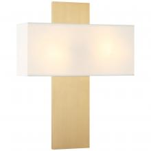  S13912AG - 2 LT 14"W "STAFFORD" AGED GOLD WALL SCONCE / FABRIC SHADE E12 10W LED