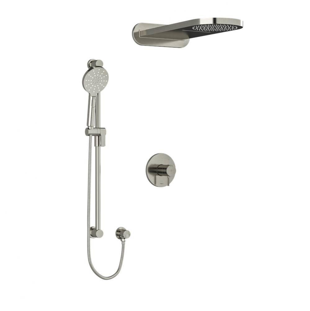 Type T/P (thermostatic/pressure balance) 1/2'' coaxial 3-way system with hand shower rai