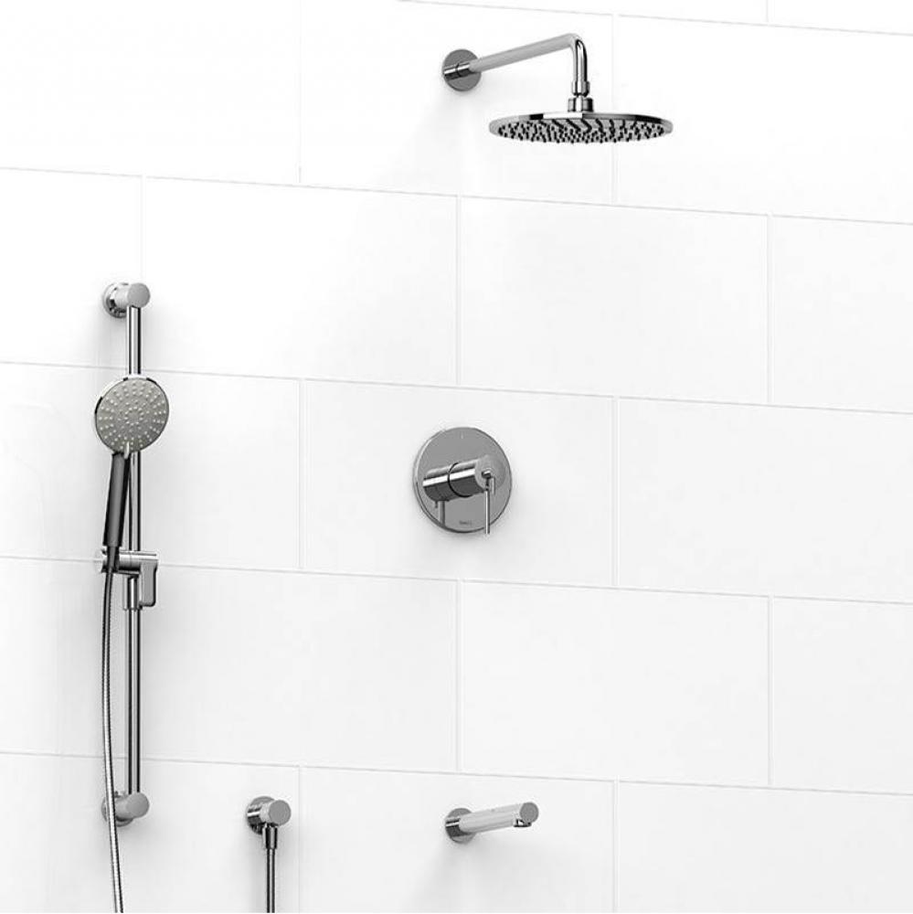 Type T/P (thermostatic/pressure balance) 1/2'' coaxial 3-way system with hand shower rai