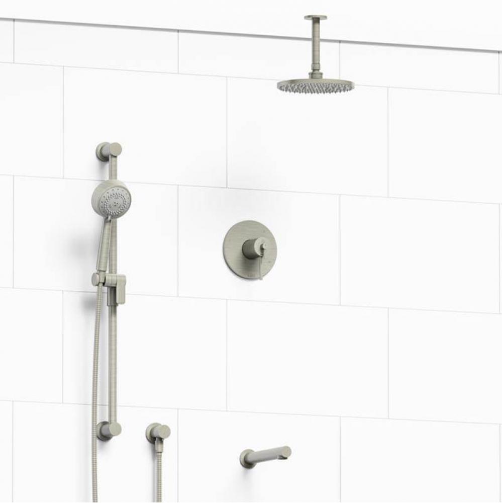 Type T/P (thermostatic/pressure balance) 1/2'' coaxial 3-way system with hand shower rai