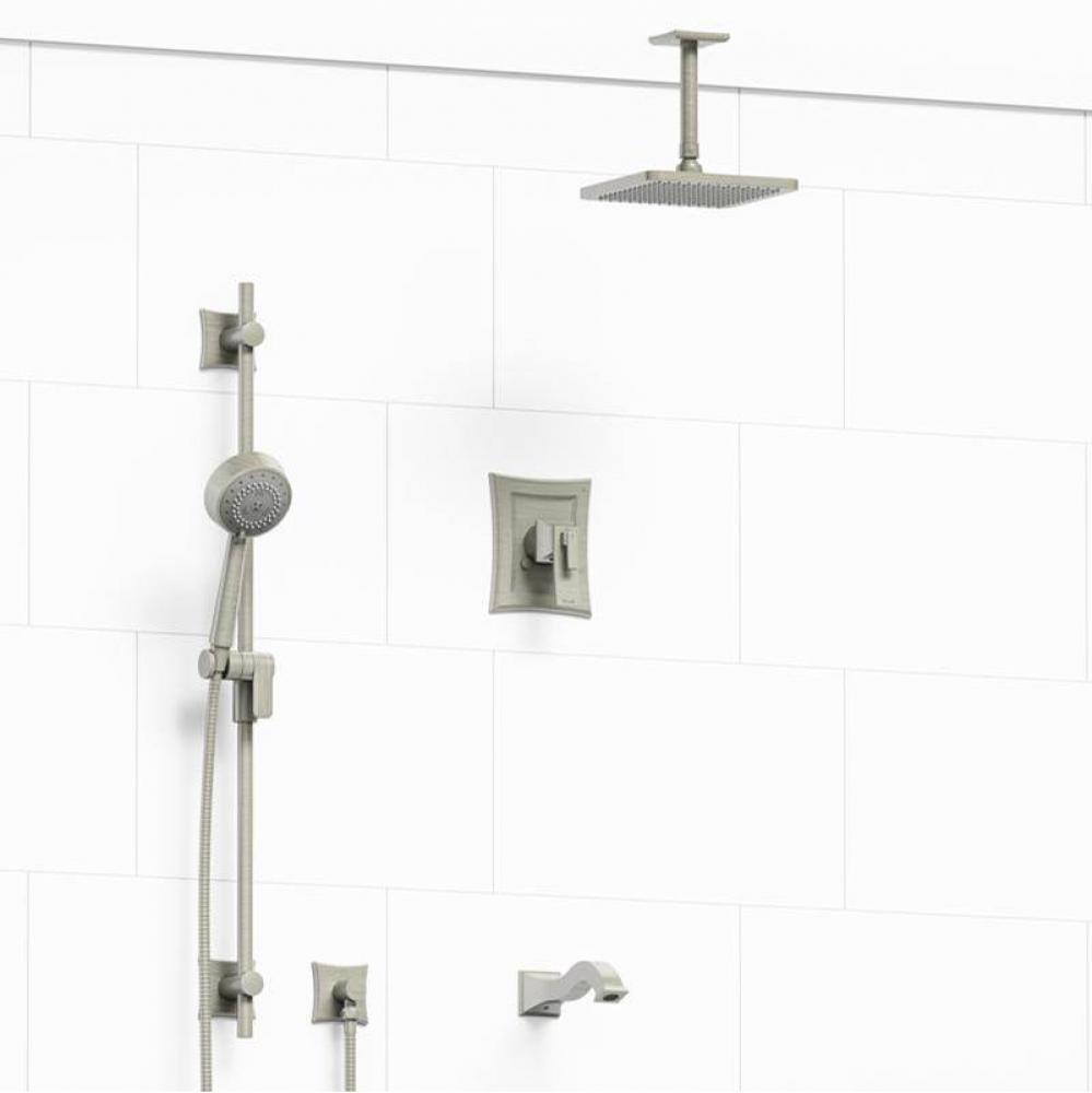 Type T/P (thermostatic/pressure balance) 1/2'' coaxial 3-way system with hand shower rai