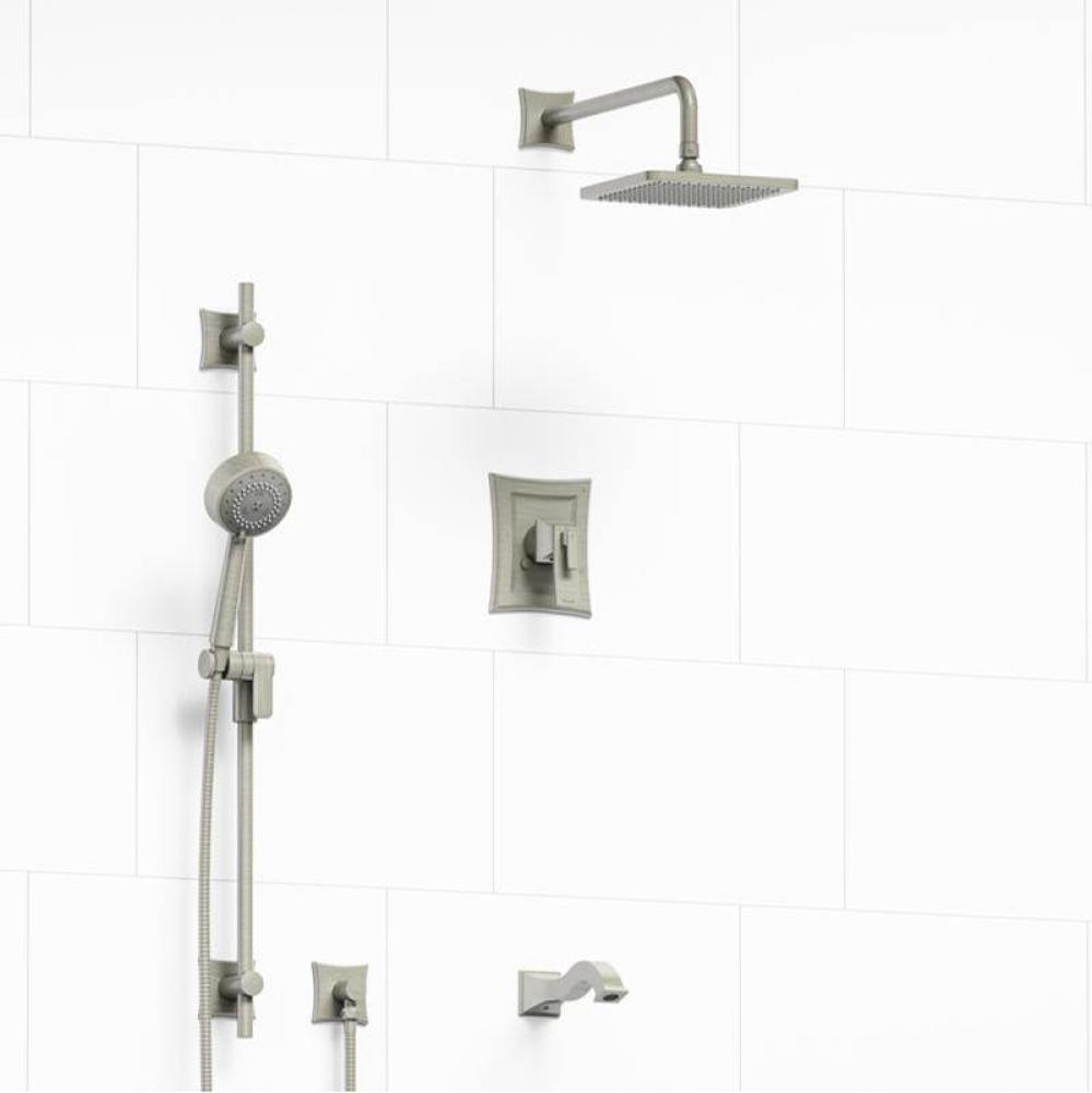 Type T/P (thermostatic/pressure balance) 1/2'' coaxial 3-way system with hand shower rai