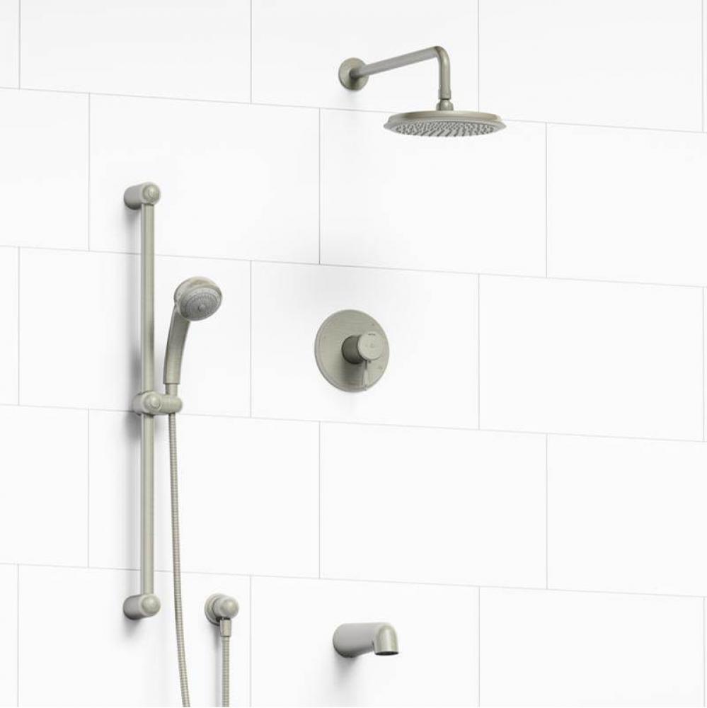 Type T/P (thermostatic/pressure balance) 1/2'' coaxial 3-way system with hand shower rai