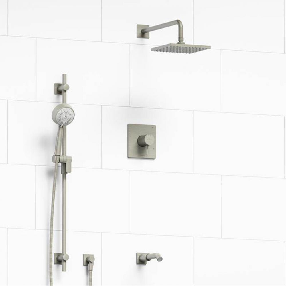 Type T/P (thermostatic/pressure balance) 1/2'' coaxial 3-way system with hand shower rai