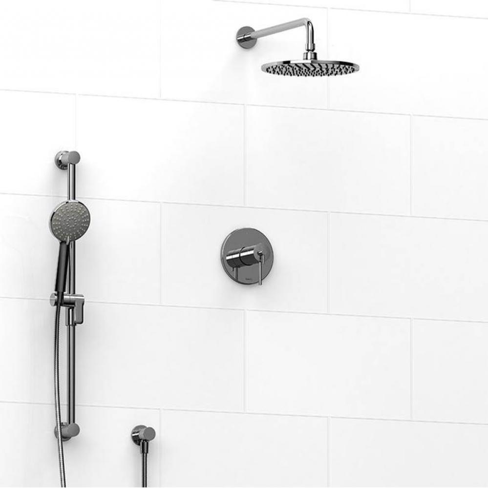 Type T/P (thermostatic/pressure balance) 1/2'' coaxial system with hand shower rail and