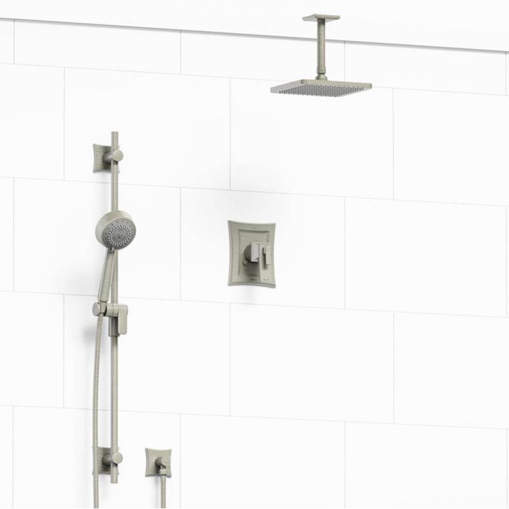 Type T/P (thermostatic/pressure balance) 1/2'' coaxial 2-way system with hand shower and