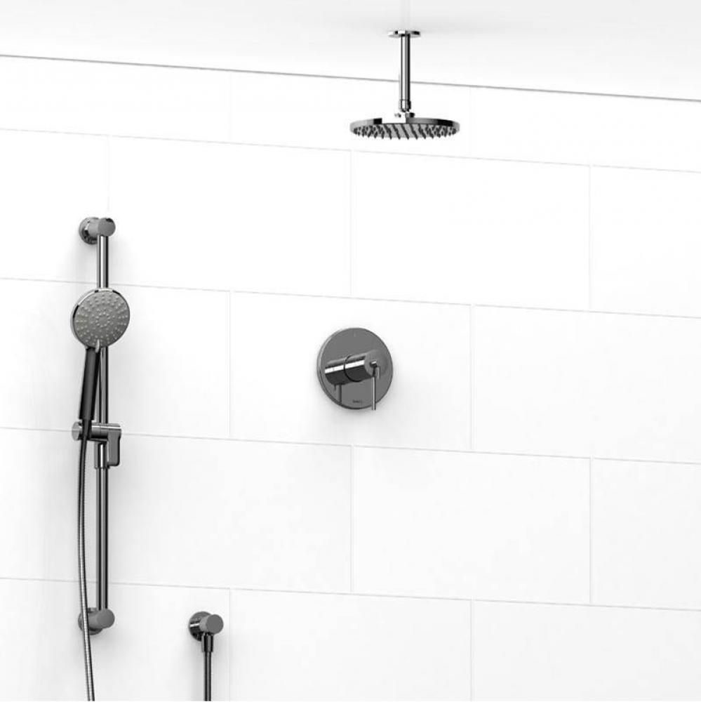 Type T/P (thermostatic/pressure balance)  1/2'' coaxial 2-way system with hand shower an