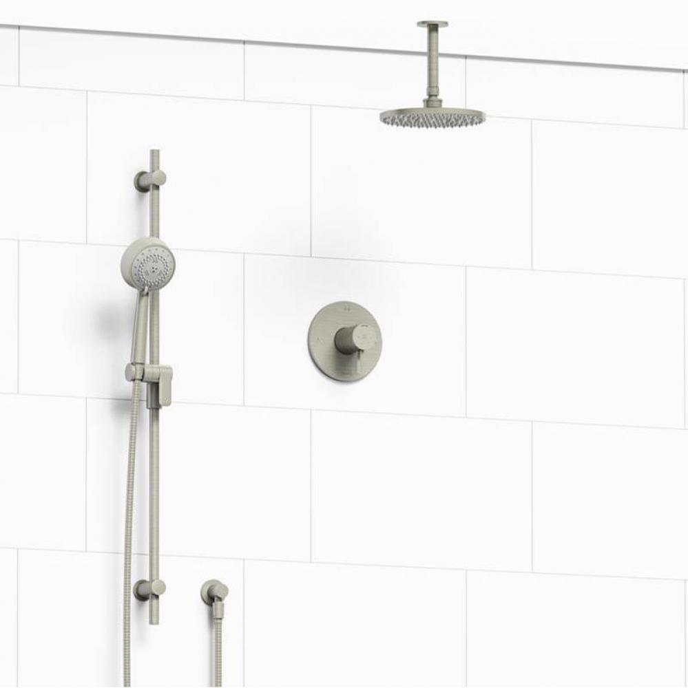 Type T/P (thermostatic/pressure balance) 1/2'' coaxial 2-way system with hand shower and