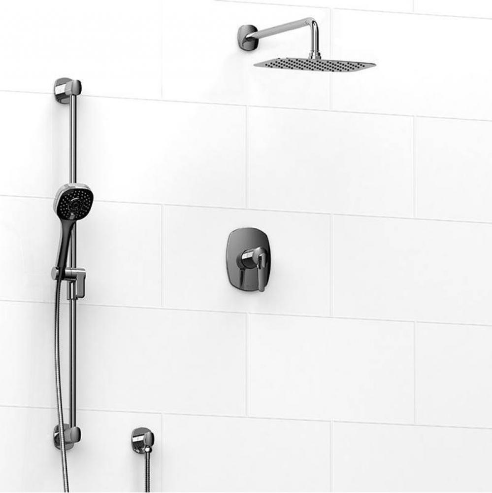 Type T/P (thermostatic/pressure balance) 1/2'' coaxial 2-way system with hand shower and