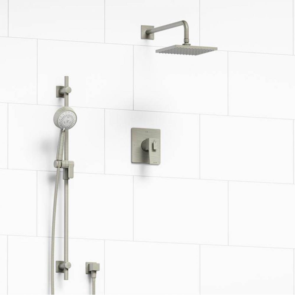 Type T/P (thermostatic/pressure balance) 1/2'' coaxial 2-way system with hand shower and