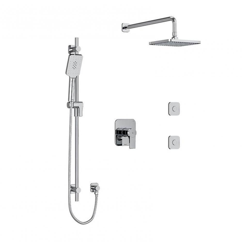 Type T/P (thermostatic/pressure balance)  1/2'' coaxial 3-way system, hand shower rail,