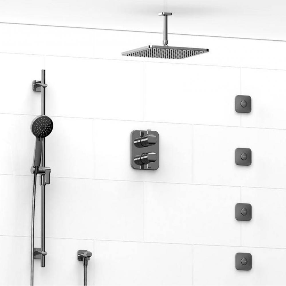 Type T/P (thermostatic/pressure balance) 3/4'' double coaxial system with hand shower ra