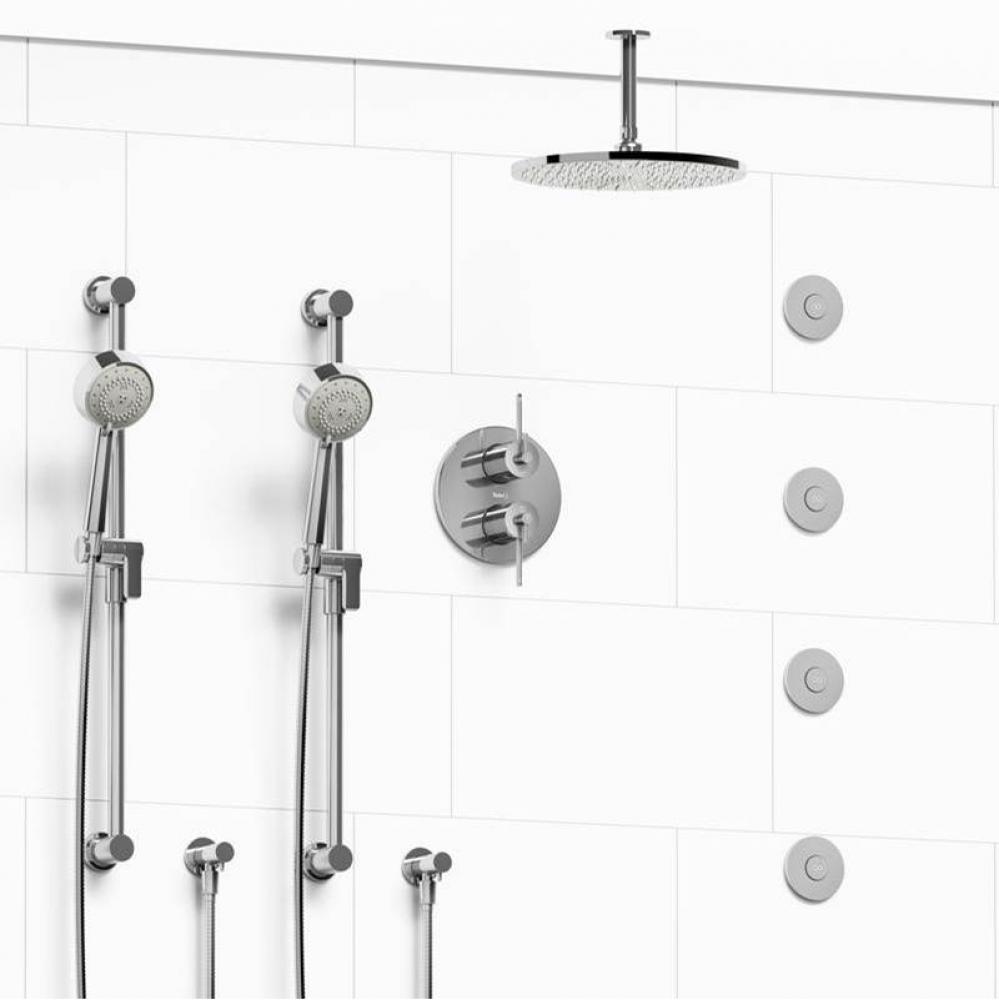 Type T/P (thermostatic/pressure balance) 3/4'' double coaxial system with 2 hand shower