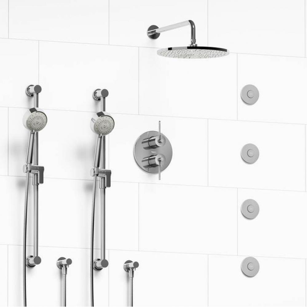 Type T/P (thermostatic/pressure balance) 3/4'' double coaxial system with 2 hand shower