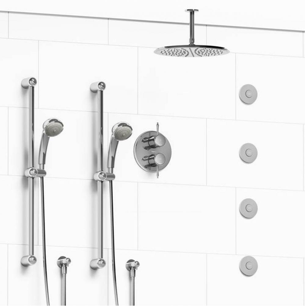 Type T/P (thermostatic/pressure balance) 3/4'' double coaxial system with 2 hand shower