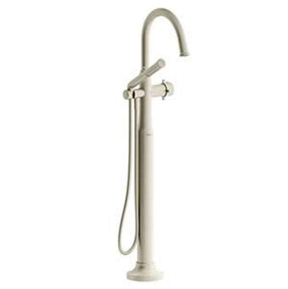 2-way Type T (thermostatic) coaxial floor-mount tub filler with hand shower trim