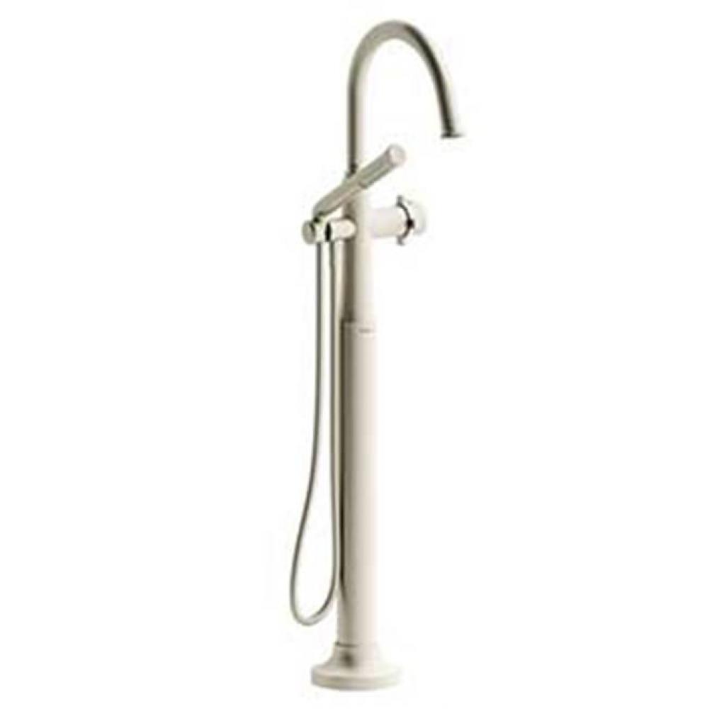 2-way Type T (thermostatic) coaxial floor-mount tub filler with hand shower trim
