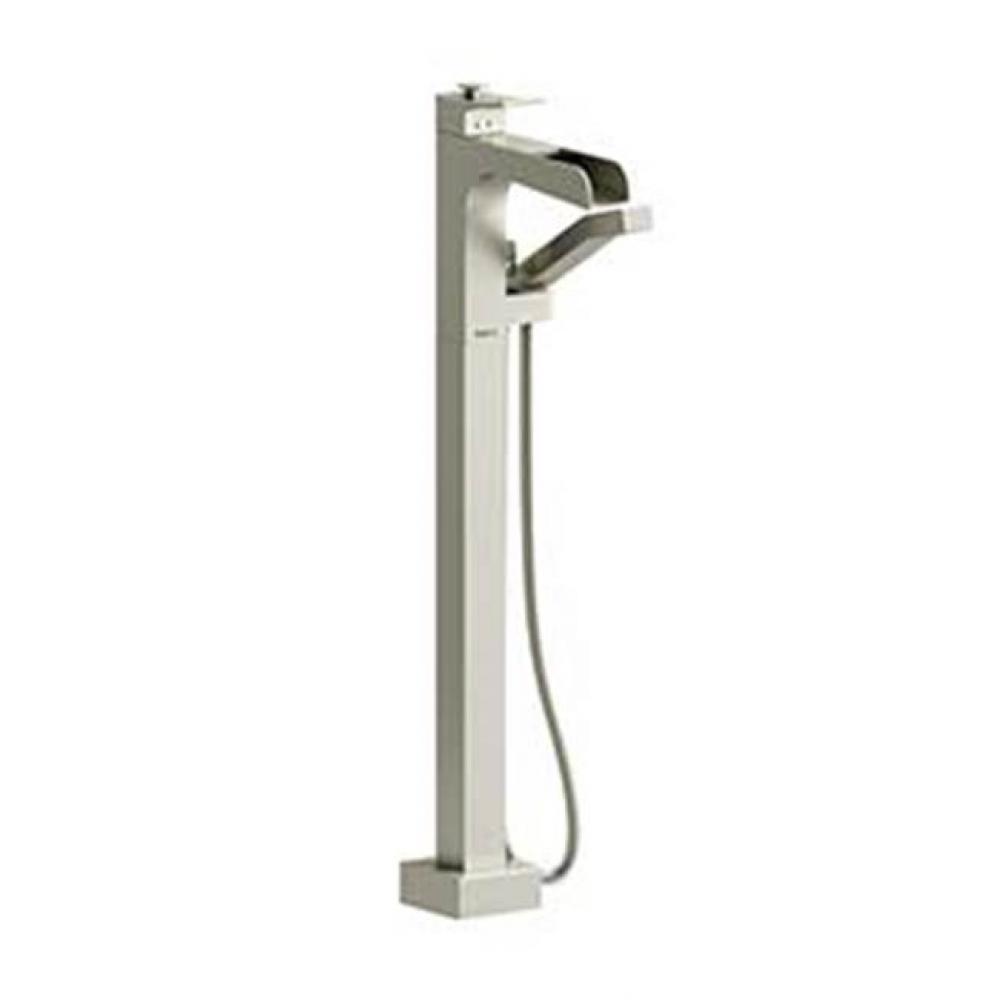 Floor-mount Type T/P (thermo/pressure balance) coaxial open spout tub filler w/ handshower