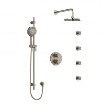 Riobel KIT446EDTM+BN - Type T/P (thermostatic/pressure balance) double coaxial system with hand shower rail, 4 body jets