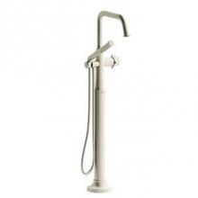 Riobel MMSQ39+BN-SPEX - 2-way Type T (thermostatic) coaxial floor-mount tub filler with hand shower
