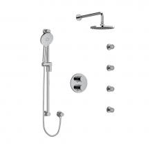 Riobel KIT446RUTMC - Type T/P (thermostatic/pressure balance) double coaxial system with hand shower rail, 4 body jets