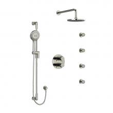  KIT446PBPN-6 - Type T/P (thermostatic/pressure balance) double coaxial system with hand shower rail, 4 body jets