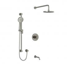 Riobel KIT1345EDTM+BN-6-SPEX - Type T/P (thermostatic/pressure balance) 1/2'' coaxial 3-way system with hand shower rai