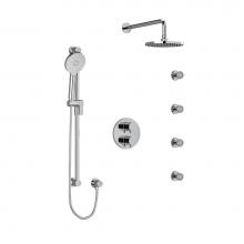 Riobel KIT446RUTMKNC - Type T/P (Thermostatic/Pressure Balance) Double Coaxial System With Hand Shower Rail, 4 Body Jets