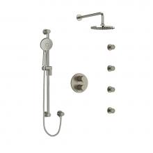 Riobel KIT446EDTMBN - Type T/P (thermostatic/pressure balance) double coaxial system with hand shower rail, 4 body jets