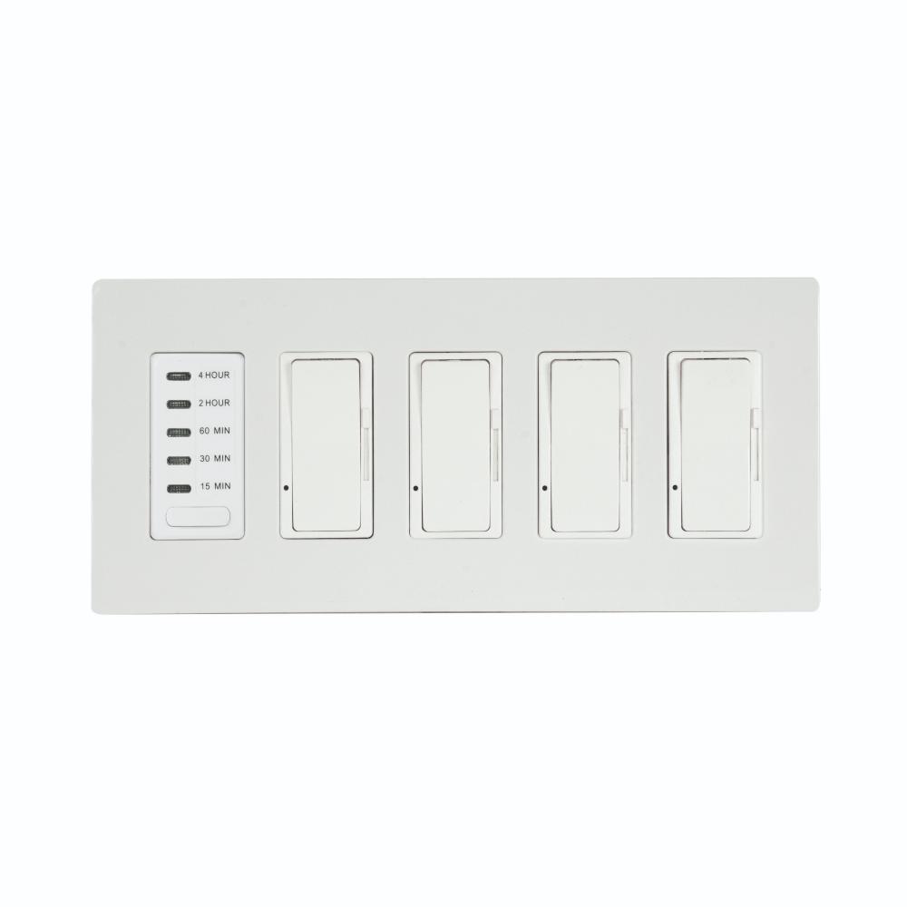 Eurofase EFSWTD4 Four Dimmers and One Timer with White Screwless Plate and Box