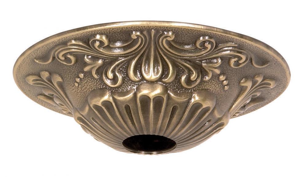 Cast Brass Canopy; Antique Brass Finish; 5-1/2" Diameter; 1-1/16" Center Hole; 1-1/2"