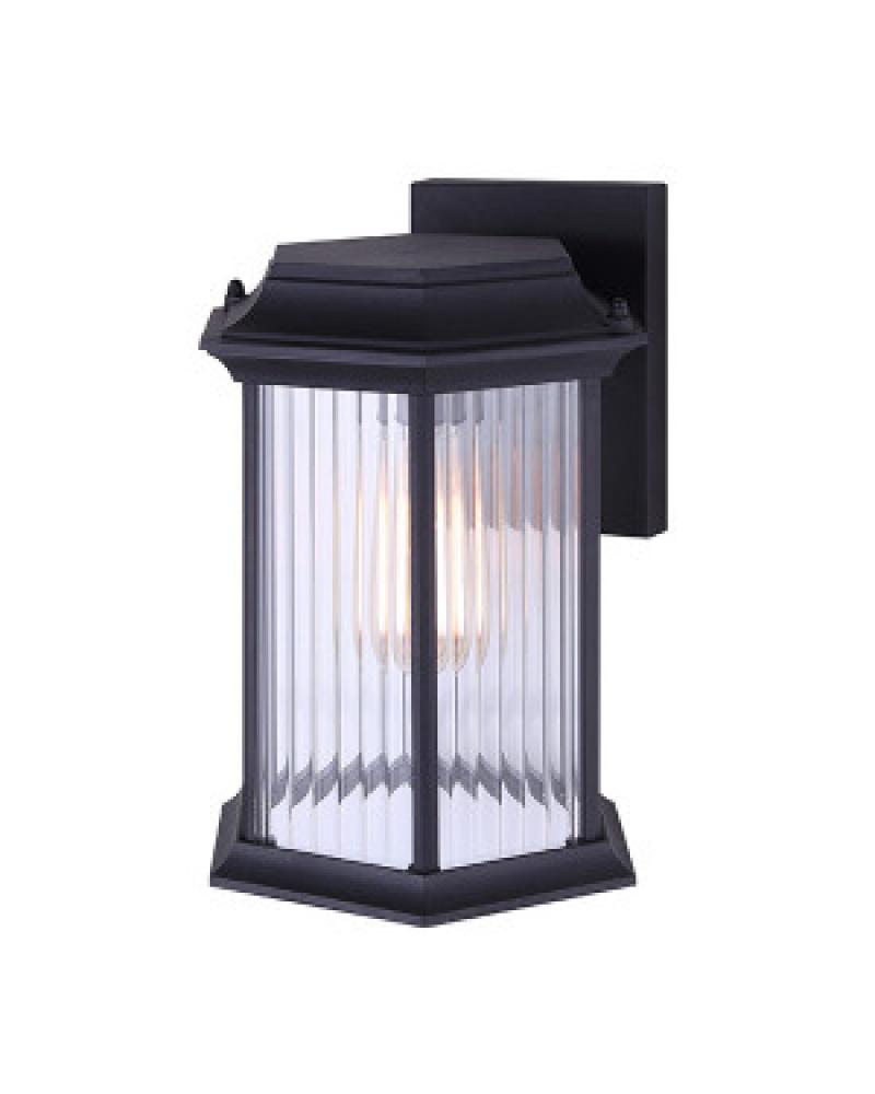 KITLEY 1 Lt Outdoor Down Light, Clear Ribbed Glass, 100W Type A, 8 1/4" W x 11" H