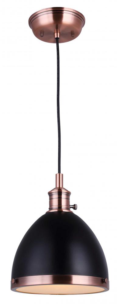 Esher 1 Light Pendant, Black Finish