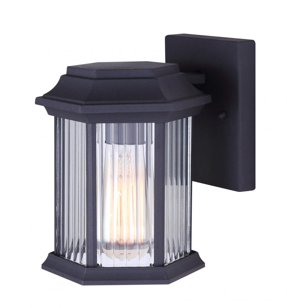 KITLEY, 1 Lt Outdoor Down Light, Clear Ribbed Glass, 100W Type A, 6 1/2" W x 8 1/4" H x 7