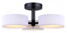 Canarm LSF288A03BK - CARMYNN, MBK , 3 Lt LED Semi-Flush, White Ribbed Shade, 20W LED (Int.), Dimm., 1900 lm