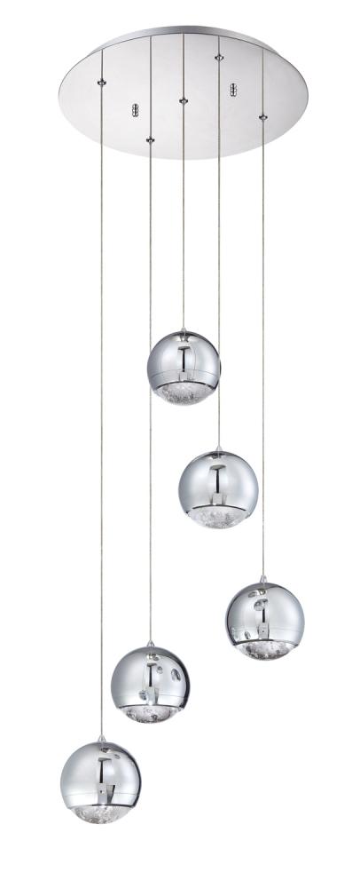 SPUMANTE series 5-Light Chrome Pendant Pan