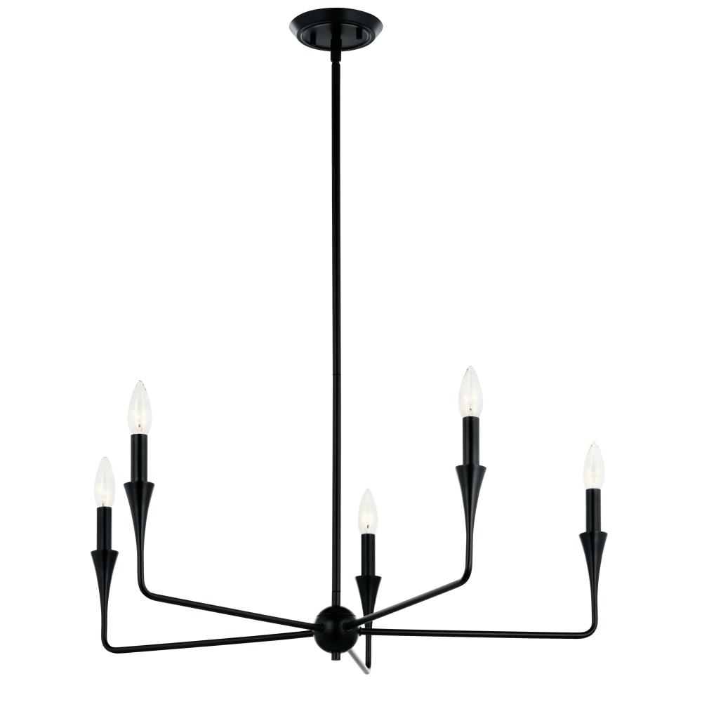 Alvaro 30 Inch 5 Light Chandelier in Black