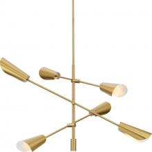  P400380-191 - Cornett Collection Six-Light Brushed Gold Contemporary Chandelier