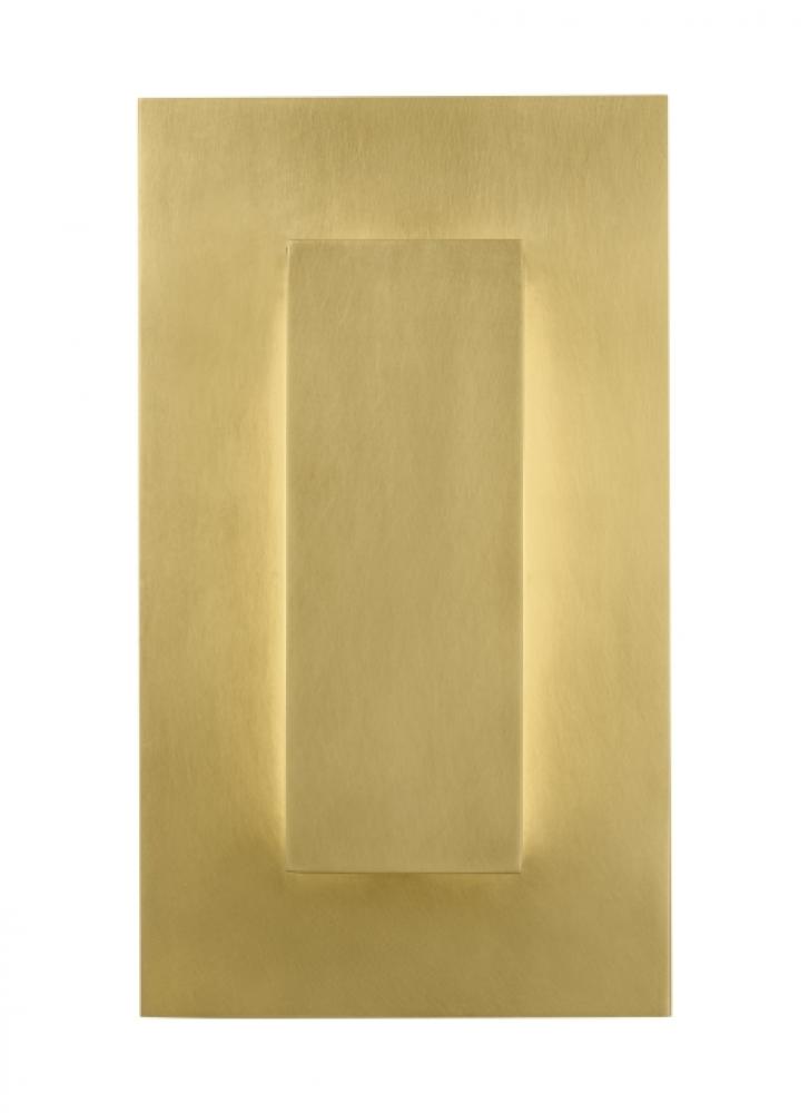 Aspen Contemporary Dimmable LED 8 Outdoor Wall Sconce Light in a Natural Brass/Gold Colored Finish