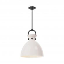  PD411814MBGO - Waldo 14-in Matte Black/Glossy Opal Glass 1 Light Pendant