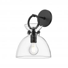  WV411809MBCL - Waldo 9-in Matte Black/Clear Glass 1 Light Wall/Vanity