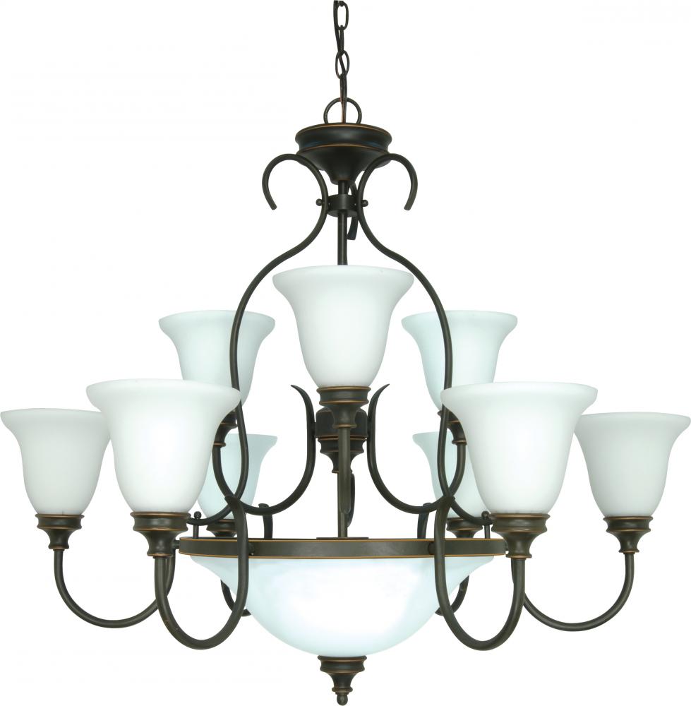 Bistro; 12 Light; 34 in.; Chandelier with Satin Opal White Glass